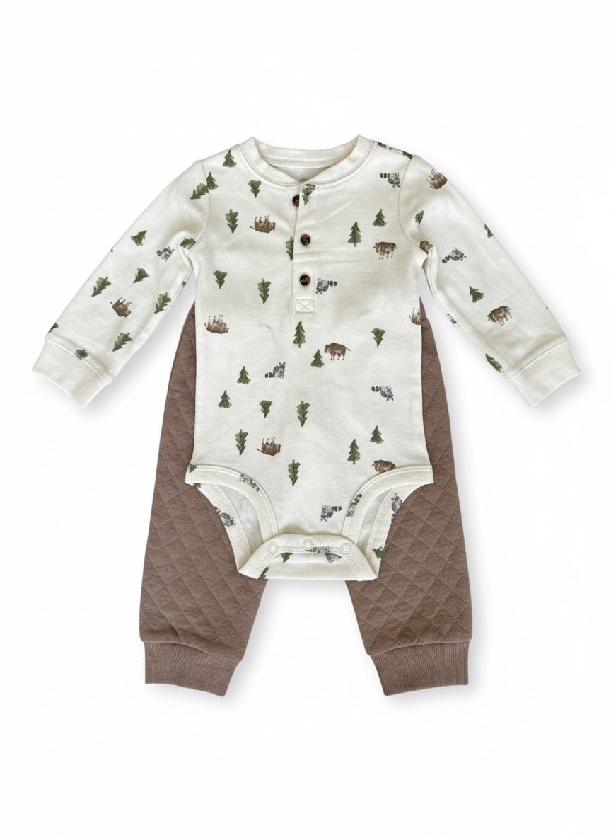 Conjunto navideño pinos - 2 piezas niño Carter’s | 12 Meses