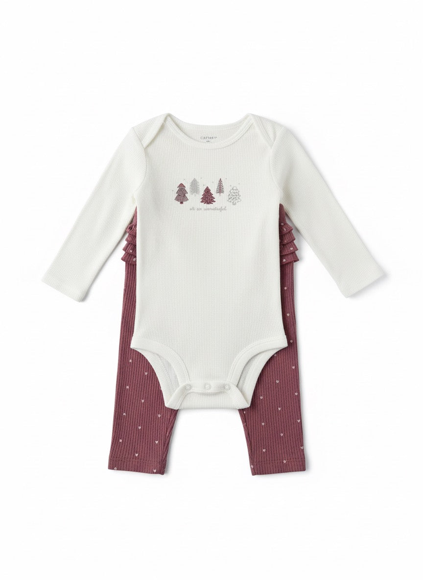 Set Navidad Rosa bebé - 3 piezas niña - Carter’s | 18 Meses