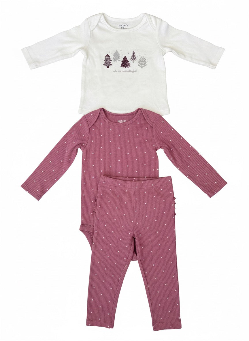 Set Navidad Rosa bebé - 3 piezas niña - Carter’s | 18 Meses