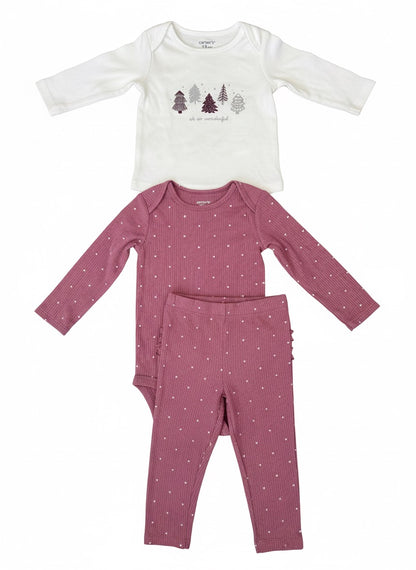 Set Navidad Rosa bebé - 3 piezas niña - Carter’s | 18 Meses