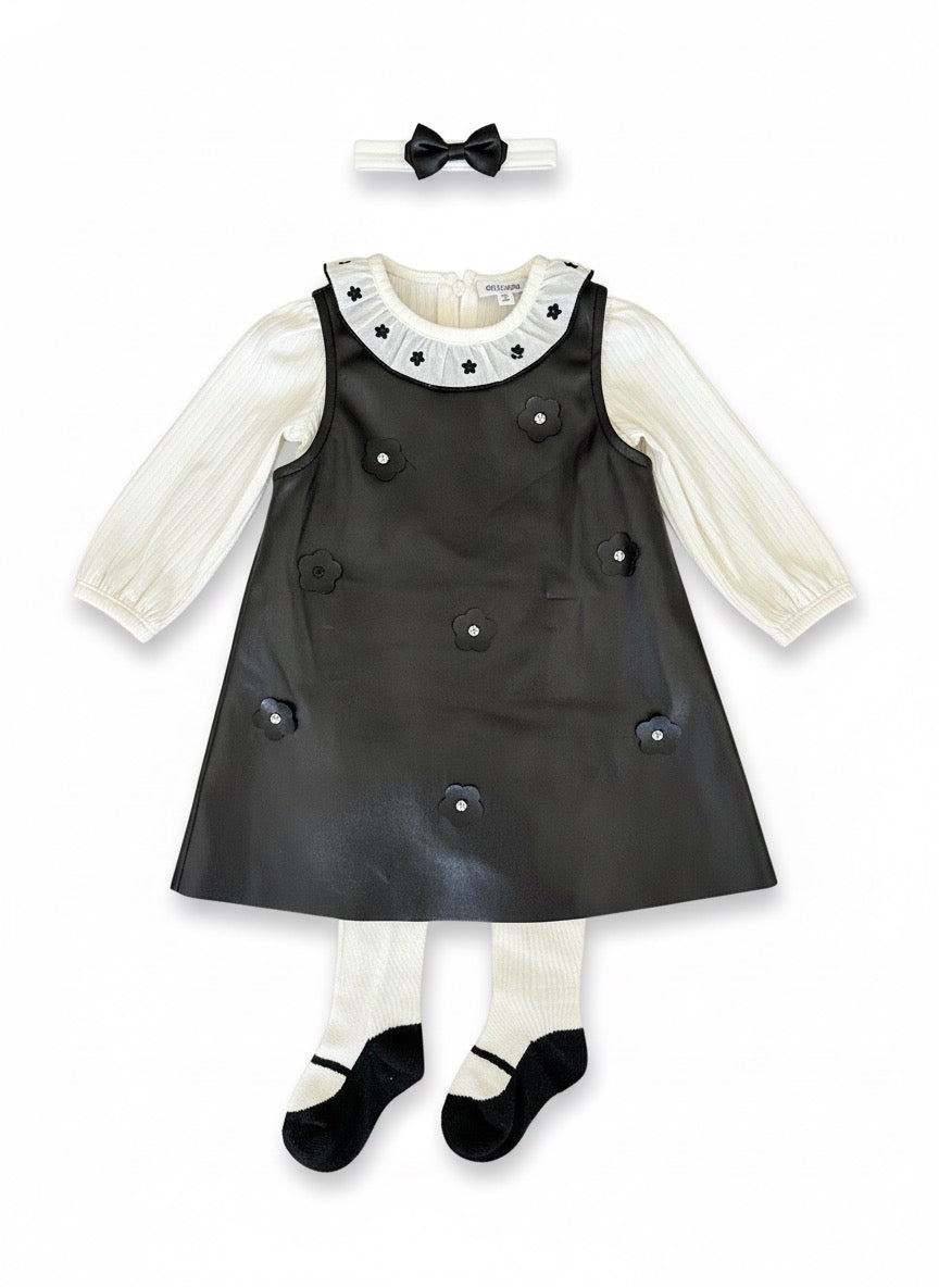 Conjunto black & white - 3 piezas niña | 12 Meses