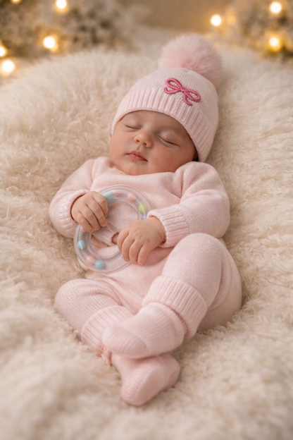 Set gorrito + zapatitos + sonaja - Recién Nacida