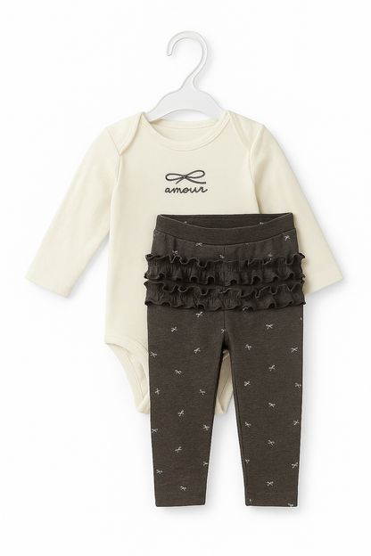 Conjunto beige & gray - Niña Carter’s - 3 piezas | 18 Meses