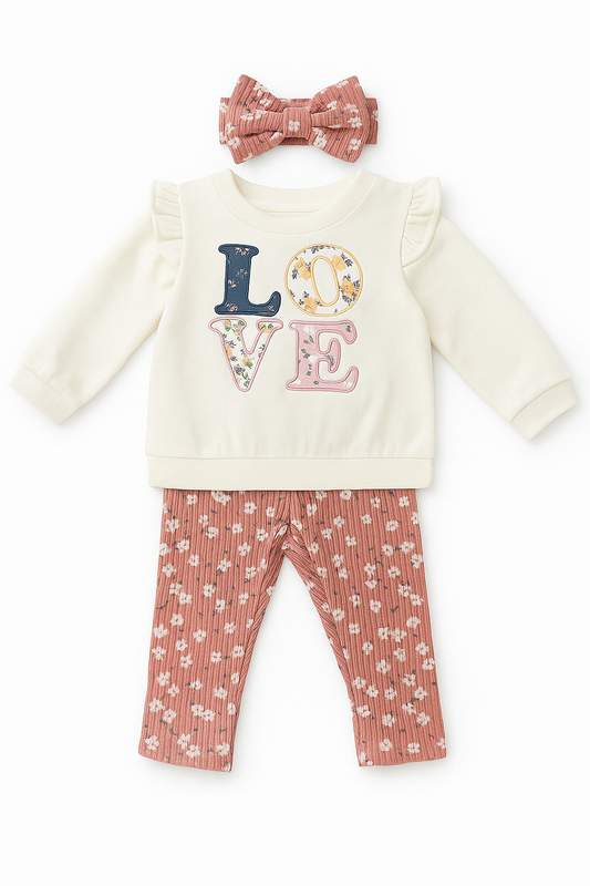 Conjunto Love - 3 piezas niña | 12 Meses