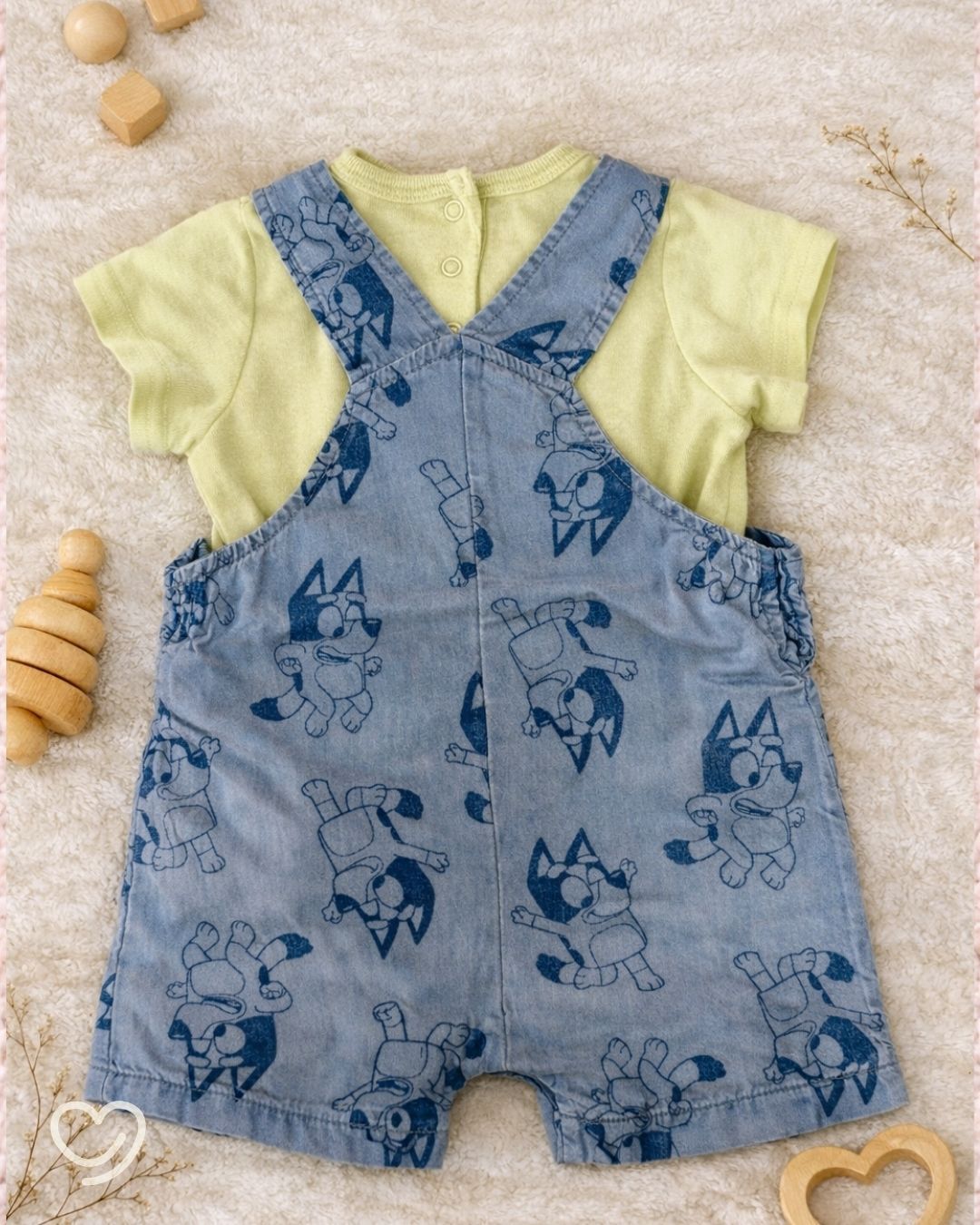 Conjunto Bluey, Overall + Playerita , 12 Meses