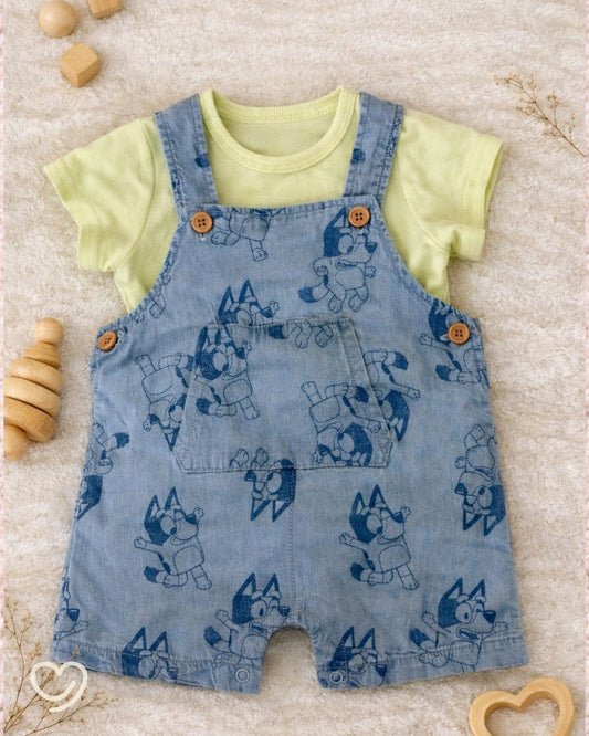 Conjunto Bluey, Overall + Playerita , 12 Meses