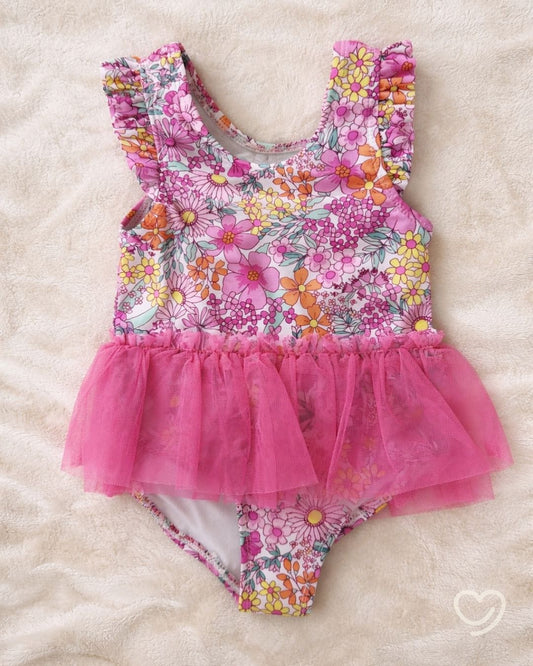 Traje de baño 1 Pieza Flores  4 años