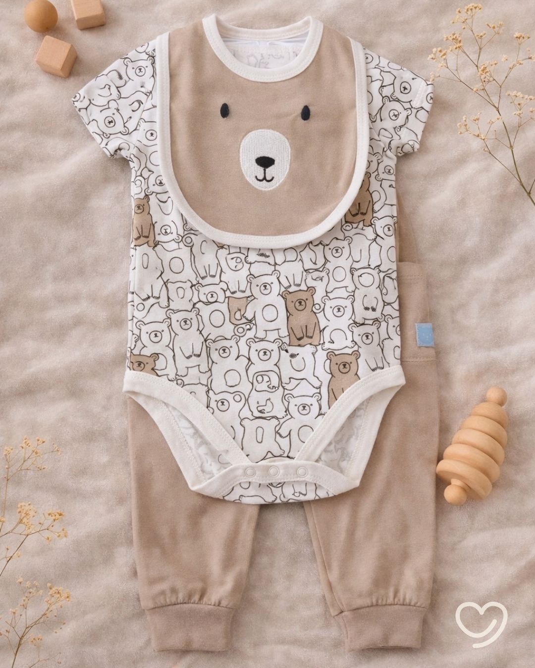 Set 3 piezas Body+babero+pantaloncito 6-9 meses.