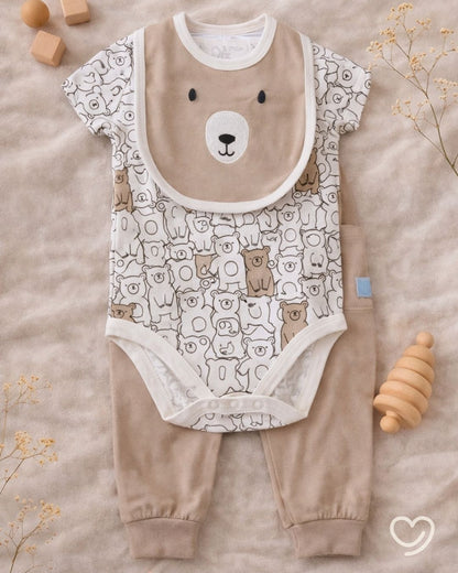 Set 3 piezas Body+babero+pantaloncito 6-9 meses.